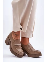 Skórzane Półbuty Na Słupku Z Ozdobą Ciemnobeżowe Lemar Gelanor Skórzane Półbuty Na Słupku Z Ozdobą Ciemnobeżowe Lemar Gelanor