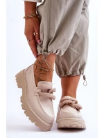 Kožené mokasínové boty Big Star Béžová Kožené mokasínové boty Big Star Béžová