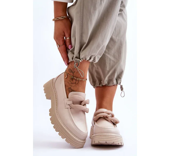 Kožené mokasínové boty Big Star Béžová Kožené mokasínové boty Big Star Béžová