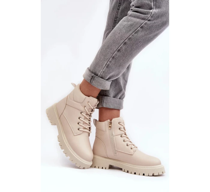 Dámske zateplené čižmy so zipsom Beige Gremiva