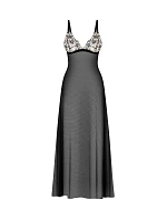 Svůdná noční košilka Vila Blanes Long Chemise černá - Obsessive