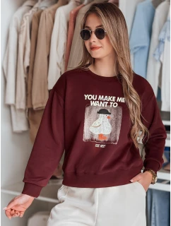Dámská oversize mikina s potiskem vínová Dstreet model 21988091 - FashionStreet