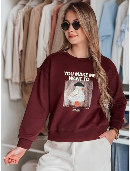 Dámská oversize mikina s potiskem vínová Dstreet model 21988091 - FashionStreet