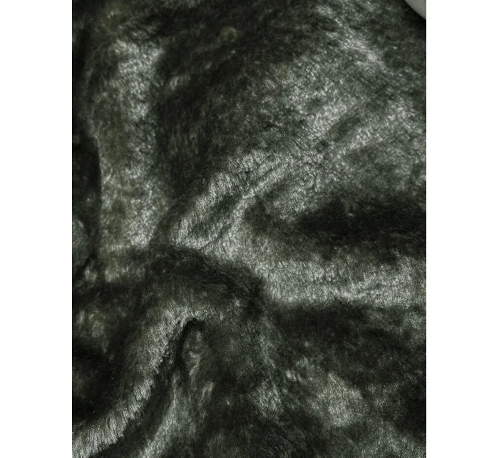 Dlhá dámska zimná bunda v khaki farbe (V725)