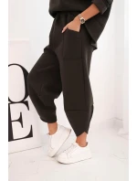 Dámský komplet teplákový z model 21489464 materiálu se širokými nohavicemi khaki - K-Fashion Dámský komplet teplákový z model 21489464 materiálu se širokými nohavicemi khaki - K-Fashion