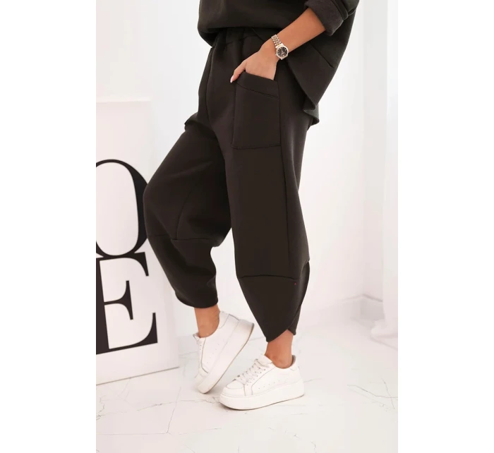 Dámský komplet teplákový z model 21489464 materiálu se širokými nohavicemi khaki - K-Fashion Dámský komplet teplákový z model 21489464 materiálu se širokými nohavicemi khaki - K-Fashion