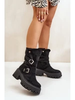 Botki Damskie Na Masywnym Obcasie Z Klamrami I Paskiem Czarne Nerelisa Botki Damskie Na Masywnym Obcasie Z Klamrami I Paskiem Czarne Nerelisa