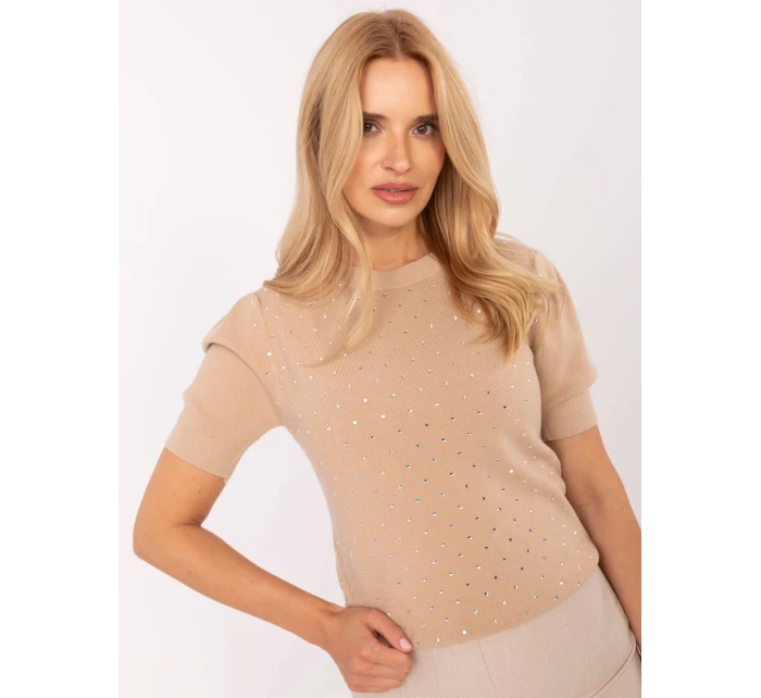 Sweter PM SW PM model 21308008 camelowy - FPrice Sweter PM SW PM model 21308008 camelowy - FPrice