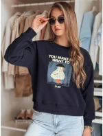 Dámska nadrozmerná mikina s potlačou GOOSHY navy blue FashionStreet BY1428 Dámska nadrozmerná mikina s potlačou GOOSHY navy blue FashionStreet BY1428