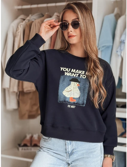 Dámska nadrozmerná mikina s potlačou GOOSHY navy blue FashionStreet BY1428 Dámska nadrozmerná mikina s potlačou GOOSHY navy blue FashionStreet BY1428