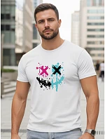 Pánske bavlnené streetwear biele tričko FashionStreet NX5100R