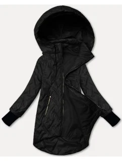 Ľahká čierna dámska bunda s odnímateľnou kapucňou S'West (B8371-1)