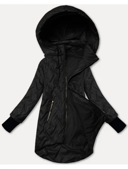 Ľahká čierna dámska bunda s odnímateľnou kapucňou S'West (B8371-1)