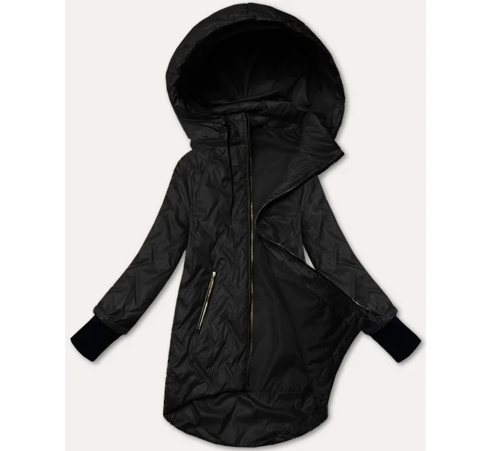 Ľahká čierna dámska bunda s odnímateľnou kapucňou S'West (B8371-1)