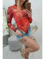 Telová blúzka mramorový vzor červená Telová blúzka mramorový vzor červená