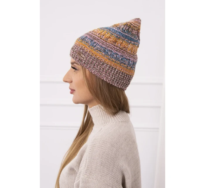 Fleecová čiapka Patrycja K254 horčicová+hnedá