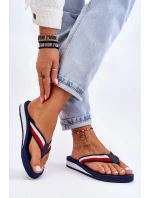 Damskie Klapki Japonki Na Platformie Big Star LL274779 Granatowe