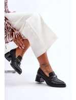 Wygodne Skórzane Czółenka Czarne Lemar Damira