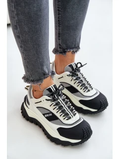 Skórzane Sneakersy Damskie Na Platformie Big Star OO274A220 HI-POLY SYSTEM Biało-Czarne