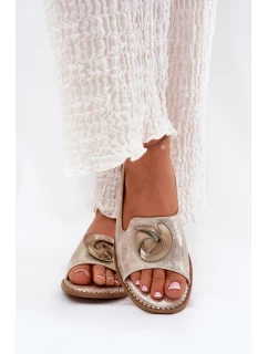 Połyskujące Sandały Damskie Z Ozdobą S.Barski KV51-006 Złote