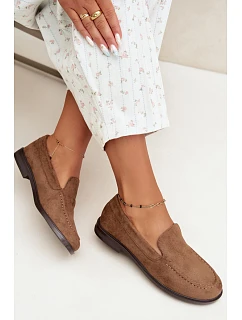 Dámske mokasíny Loafersy z ekologického semišu, hnedé, Laisie