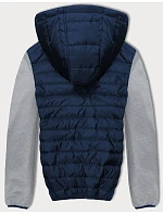Tmavě sportovní pánská bunda z různých spojených materiálů model 18416161 - J.STYLE
