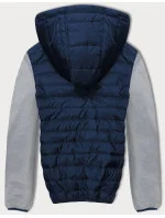 Tmavě sportovní pánská bunda z různých spojených materiálů model 18416161 - J.STYLE