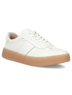 Dámske biele kožené topánky na platforme Filippo DP7543/26