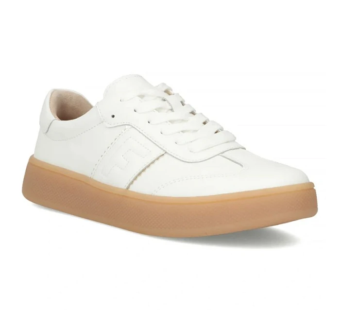 Dámske biele kožené topánky na platforme Filippo DP7543/26