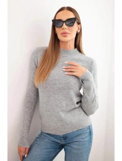 Dámský svetr s model 21314692 z měkké pleteniny šedý - K-Fashion