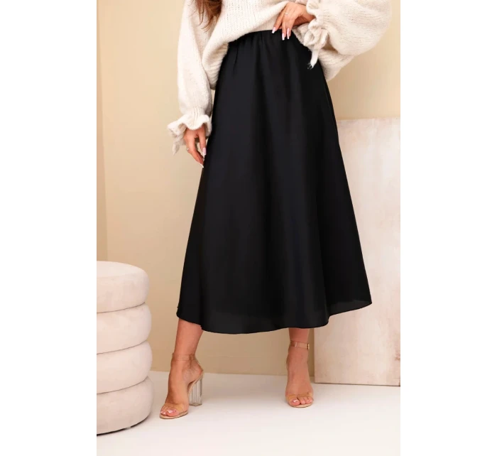 Dámska viskózna rozšírená sukňa čierna