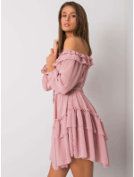 OCH BELLA Ružové španielske šaty s volánmi