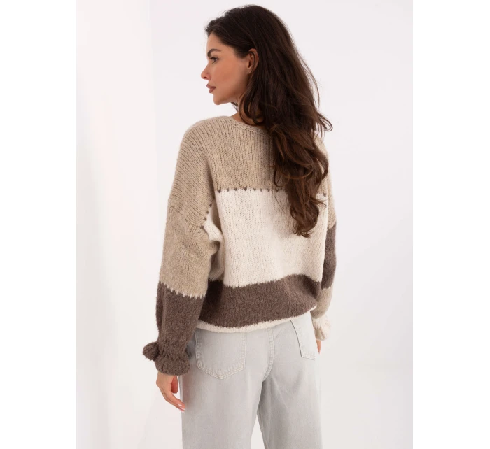 Dámsky sveter MI SW 0903.87 Béžovo-hnedý s ecru - FPrice