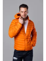 Oranžová pánská prošívaná bunda s kapucí model 18345049 - J.STYLE