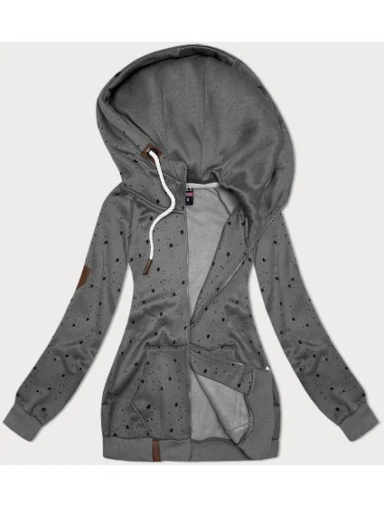 Šedá dámská mikina s kapucí a se vzorem model 19686417 - 6&8 Fashion Šedá dámská mikina s kapucí a se vzorem model 19686417 - 6&8 Fashion