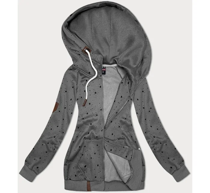 Šedá dámská mikina s kapucí a se vzorem model 19686417 - 6&8 Fashion Šedá dámská mikina s kapucí a se vzorem model 19686417 - 6&8 Fashion