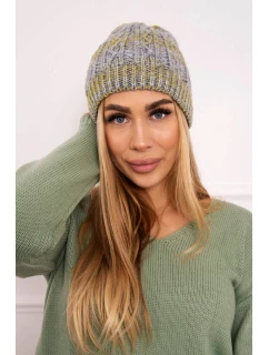 Fleecová čiapka Melisa K241 sivá+olivová