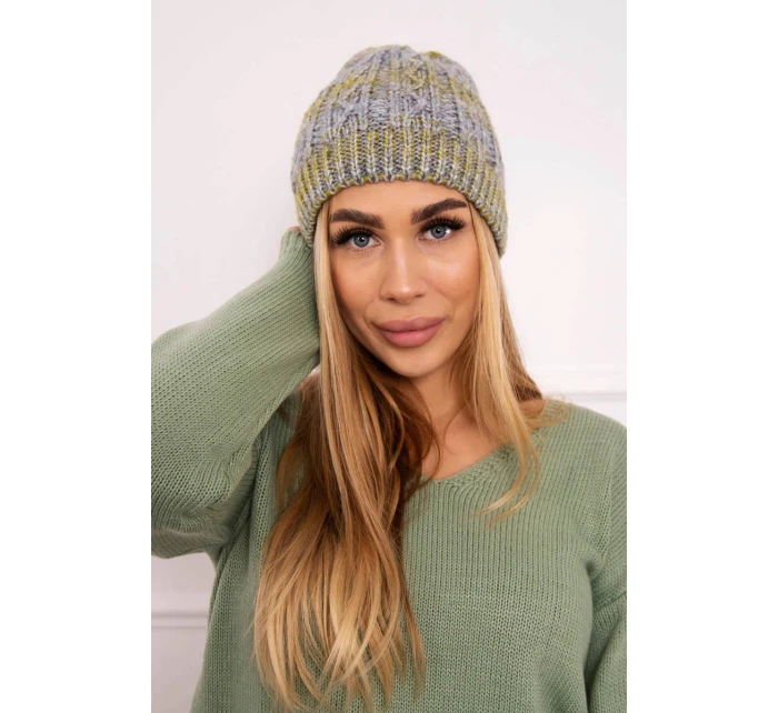 Fleecová čiapka Melisa K241 sivá+olivová Fleecová čiapka Melisa K241 sivá+olivová