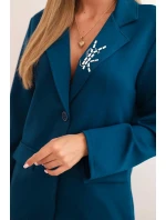 Dámská souprava s viskózou a ozdobami a model 21232439 kalhotami mořská - K-Fashion