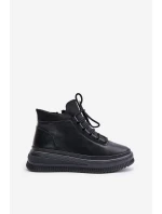 Lehké Kožené Sportovní Boty Na Platformě model 21673220 Černé - Artiker