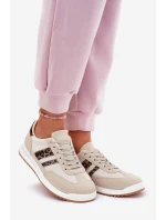 Sneakersy Damskie Z Eko Zamszu Panterka Beżowe Marinils