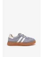 Zamszowe Sneakersy Damskie Na Platformie Niebieskie Marisae