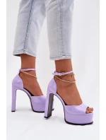 Lakované dámské sandály na podpatku a platformě fialové model 21951656 - Boto Lakované dámské sandály na podpatku a platformě fialové model 21951656 - Boto