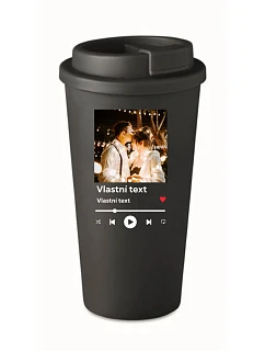 Personalizovaný cestovný termohrnček s motívom prehrávača