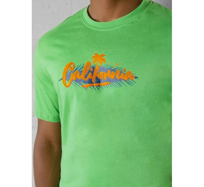 Pánské zelené tričko s potiskem Dstreet model 21973613 - FashionStreet