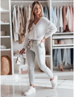 Dámske textilné nohavice s opaskom ROSSALI svetlo sivá FashionStreet UY2534