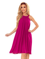 ALIZEE - Dámske šifónové šaty vo fuchsiovej farbe so zaväzovaním 350-7