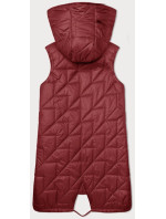 Červená prešívaná dámska vesta s asymetrickou spodnou časťou S'West (B8237-4)