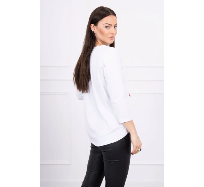 Blúzka s 3D grafikou vtáka biela