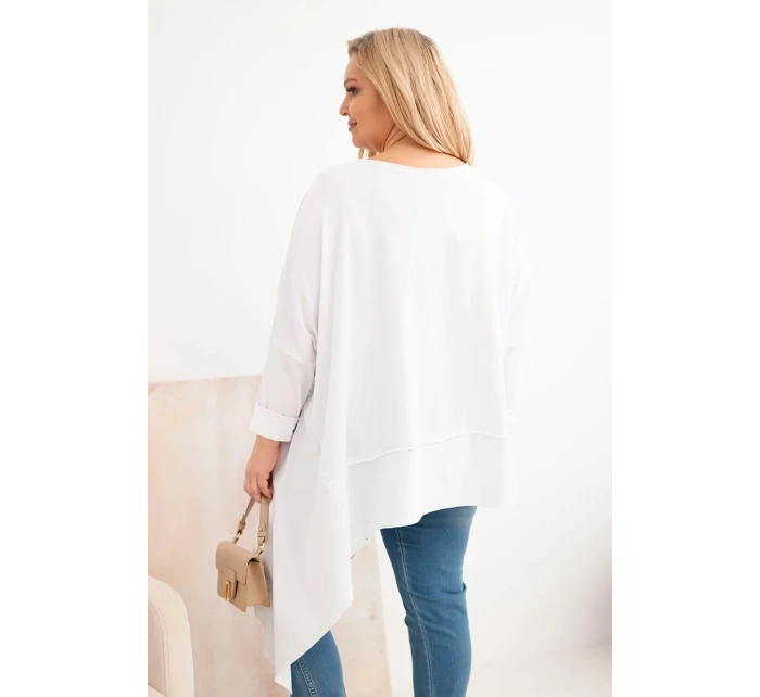 Dámska bavlnená tunika s asymetrickou spodnou časťou biela